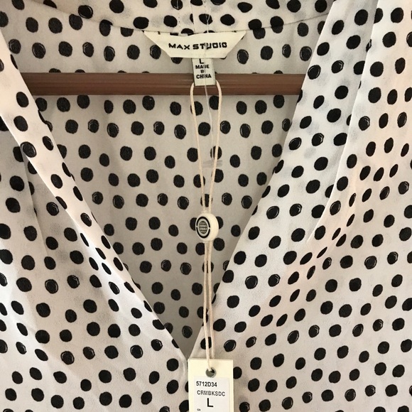 Max Studio Creamy white with black polka dots - size L - Picture 1 of 2